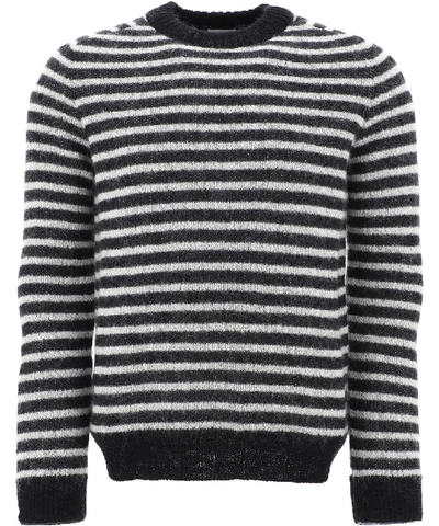 Shop Saint Laurent White/black Wool Sweater