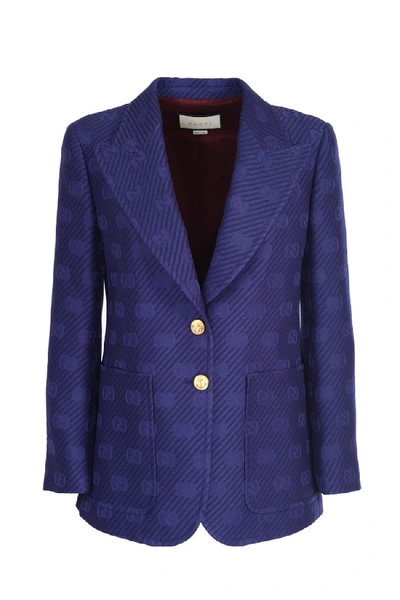 Shop Gucci Blue Wool Blazer