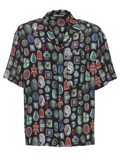Shop Palm Angels Jewels Print Bowling Shirt In Multicolor