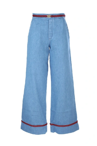 Shop Gucci Light Blue Cotton Jeans