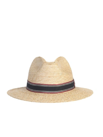 Shop Saint Laurent Panama Beige Canvas Hat In Neutrals