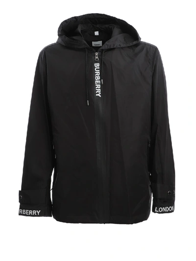 Shop Burberry Black Nylon Outerwear Jacket