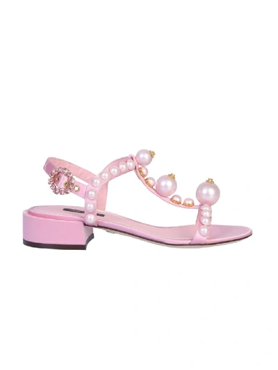 Shop Dolce & Gabbana Pink Viscose Sandals