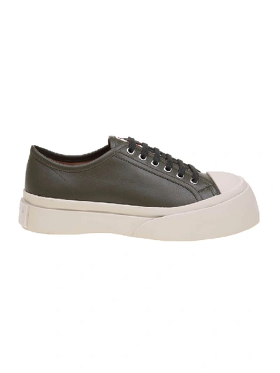 Shop Marni Green Leather Sneakers