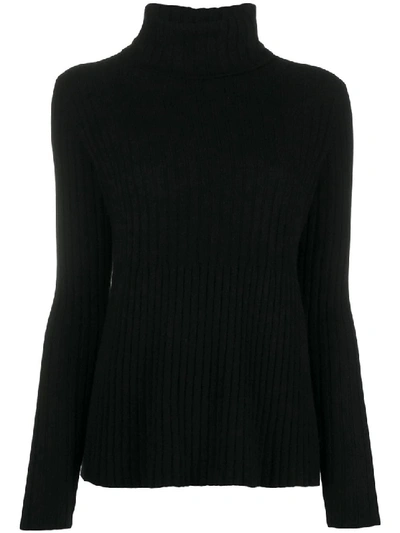 Shop Allude Rib Turtleneck Sweater In Black