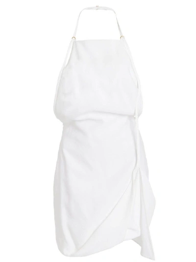 Shop Jacquemus La Robe Figuerolles Halterneck Dress In White