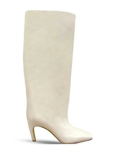 Shop Gia Couture High Boot In Cream Leather In Neutrals
