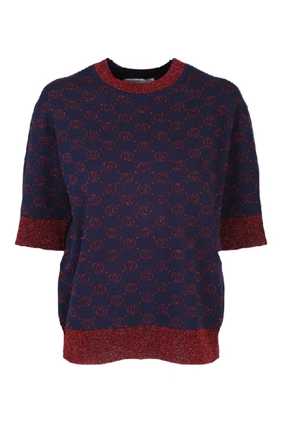 Shop Gucci Blue/red Wool Sweater