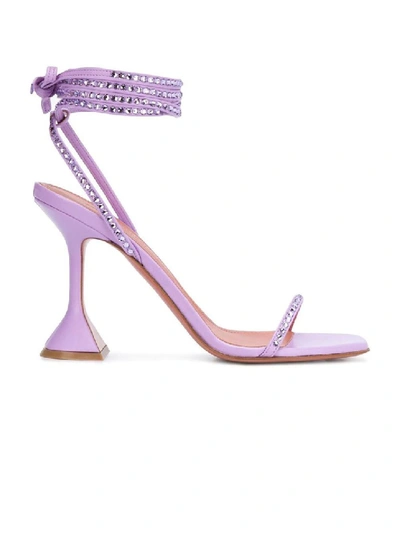 Shop Amina Muaddi Vita Embellished Leather Sandals In Purple