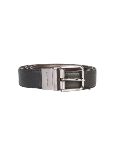 Shop Dolce & Gabbana Black Leather Belt In Grey