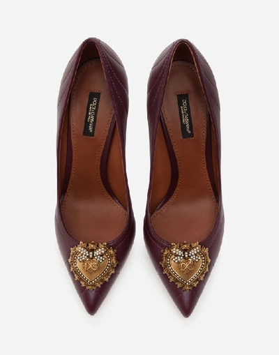 Shop Dolce & Gabbana Quilted Nappa Leather Devotion Pumps