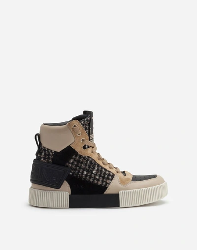 Shop Dolce & Gabbana Miami High Top Sneakers In Houndstooth And Nappa Leather