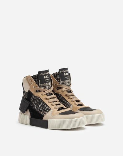 Shop Dolce & Gabbana Miami High Top Sneakers In Houndstooth And Nappa Leather