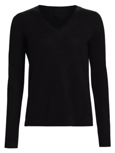 Shop Saks Fifth Avenue Collection Featherweight Cashmere V-neck Sweater In Ebony