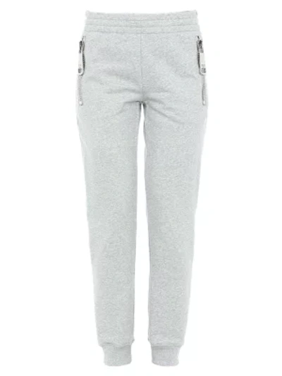 Shop Moschino Oversized Zip Detail Fitted Sweatpants In Grey