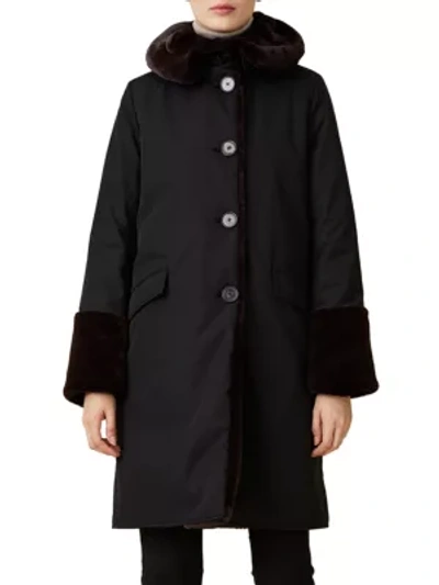 Shop Jane Post Faux Fur-lined Storm Coat In Black