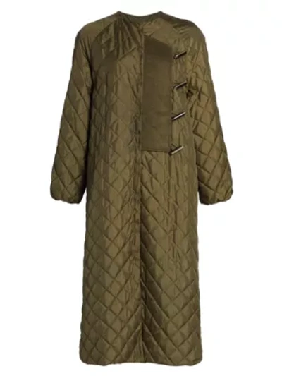 Shop Ganni Quilted Recycled Ripstop Jacket In Kalamata