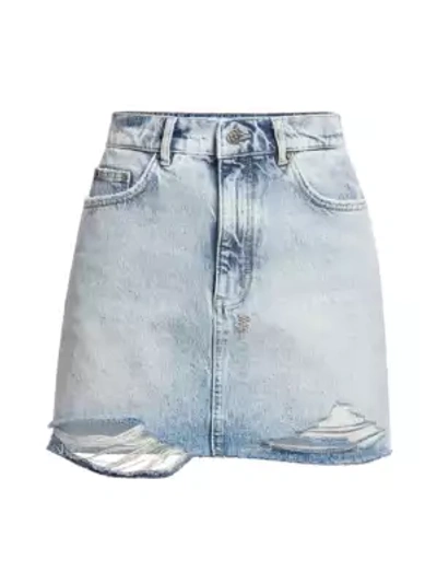 Shop Ksubi Overkast Distressed Denim Mini Skirt