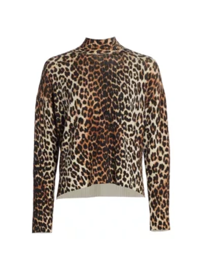 Shop Ganni Leopard Print Wool Sweater