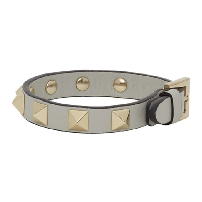 Shop Valentino Grey  Garavani Rockstud Bracelet In Ml8 Opalgre