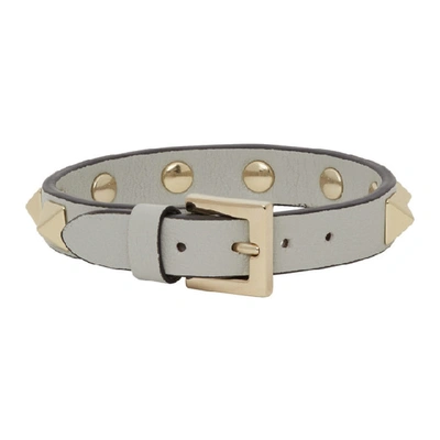 Shop Valentino Grey  Garavani Rockstud Bracelet In Ml8 Opalgre