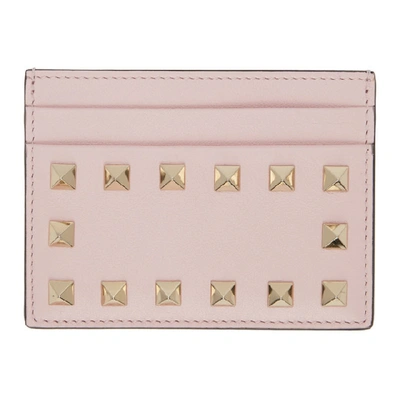 Shop Valentino Pink  Garavani Rockstud Card Holder In 16q Pinkqua