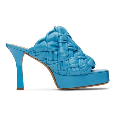 Shop Bottega Veneta Blue Board Heeled Sandals In 4804 Skyblu