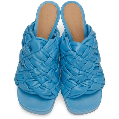Shop Bottega Veneta Blue Board Heeled Sandals In 4804 Skyblu