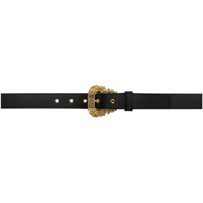 Shop Versace Jeans Couture Black Small Baroque Buckle Belt In E899 Black