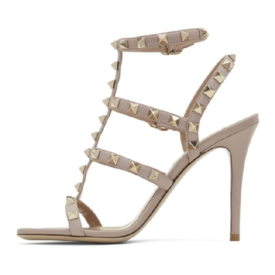 Shop Valentino Pink  Garavani Rockstud Cage Sandals In P45 Poudre