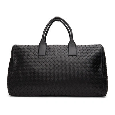 Shop Bottega Veneta Black Intrecciato Duffle Bag In 8803 Black