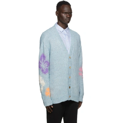 Shop Mcq By Alexander Mcqueen Mcq Blue Oversized Patch Cardigan In 4246 W Blue