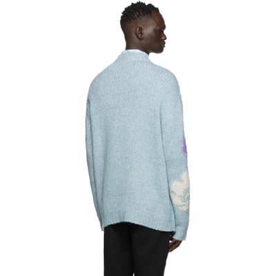 Shop Mcq By Alexander Mcqueen Mcq Blue Oversized Patch Cardigan In 4246 W Blue