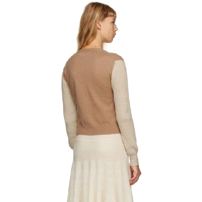 Shop Marni Tan Cashmere Contrast Sleeve Cardigan In Biw58 Hazle