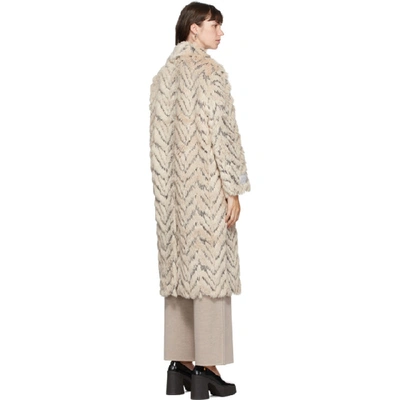 Shop Stella Mccartney Beige Kira Furry Double-breasted Coat In 9561 Oat