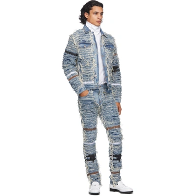 Shop Alyx 1017  9sm Blue And Beige Blackmeans Edition Denim Jacket In Blu0004 Blu