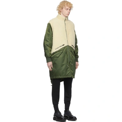 Shop Givenchy Khaki Shearling Military Parka In 133-white/k