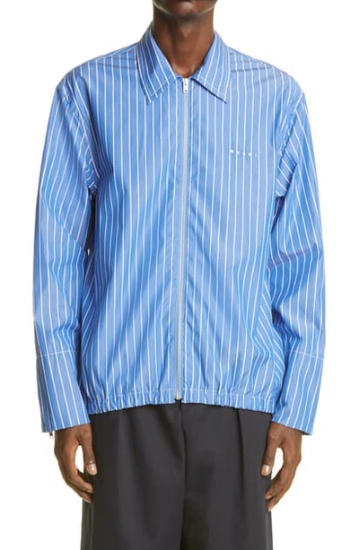 Marni Stripe Zip Shirt Jacket In Neptune Stripes | ModeSens