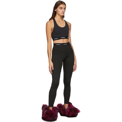 Shop Vetements Black Long Logo Leggings