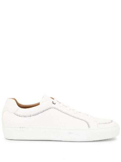 Shop Hugo Boss Contrast-stitch Low-top Trainers In White