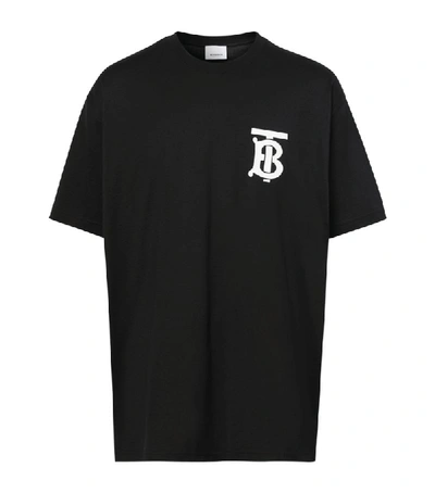 Burberry Cotton T-shirt With Rubber-effect Monogram In Black 