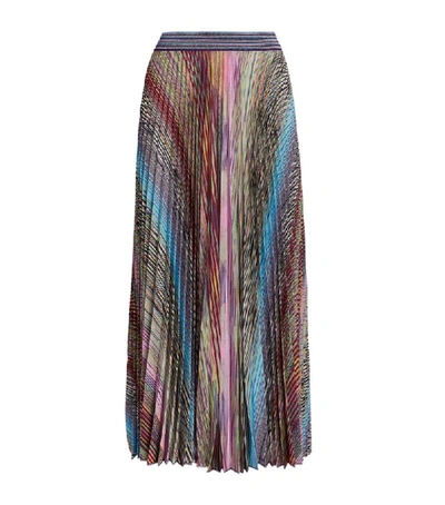 Shop Missoni Lurex Striped Pleated Midi Skirt