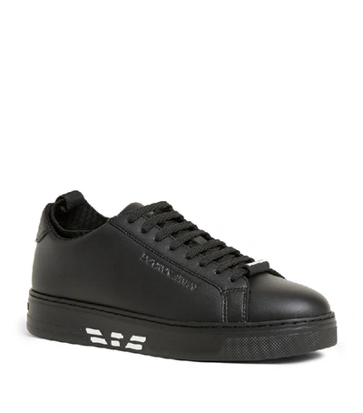 Shop Emporio Armani Leather Platform Sneakers