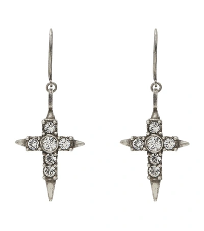 Shop Saint Laurent Crystal Cross Earrings