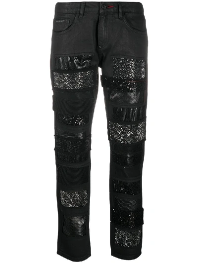 Philipp Plein Customised Boyfriend Jeans In Black
