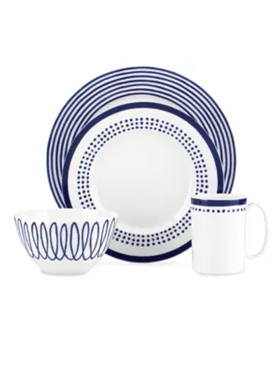 Shop Kate Spade 4-piece Charlotte Street North Place Setting Set In White Navy