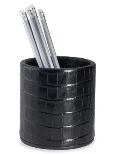 Shop Graphic Image Croc-embossed Pencil Cup In Black