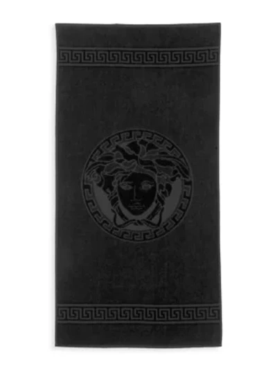 Shop Versace Medusa Large Hand Towel In Black