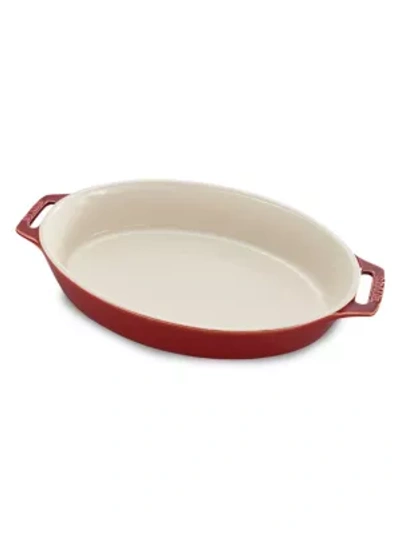 Shop Staub 11" Oval Stoneware Baking Dish In Rustic Red