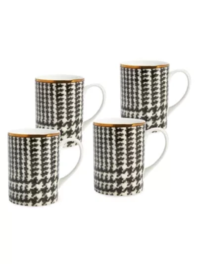 Shop Ralph Lauren Wessex 4-piece Porcelain Mug Set In Black White